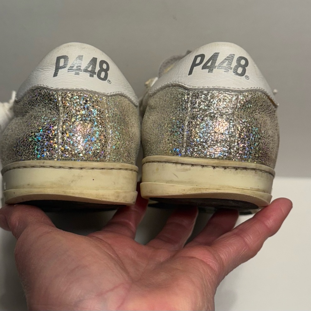 P448 John Low-Top Sneakers Silver Lilac Glitter Size 36 - Picture 5 of 8